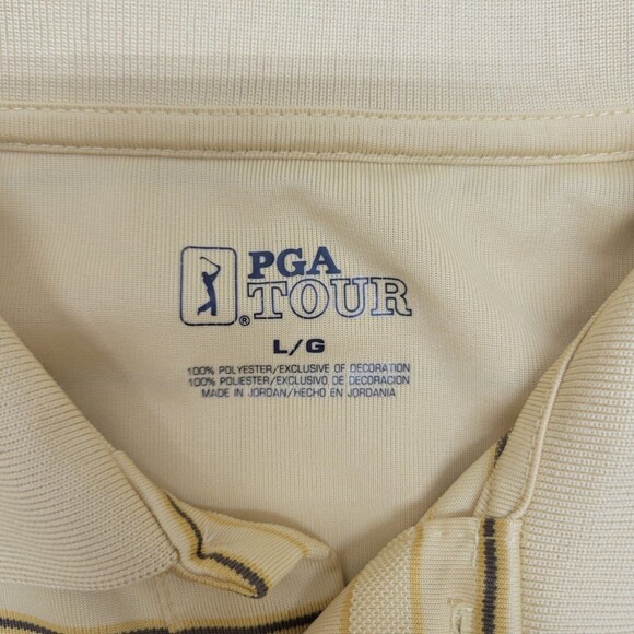 PGA TOUR Men's Yellow Stripe Polo Golf Shirt Size Large - Picture 6 of 7